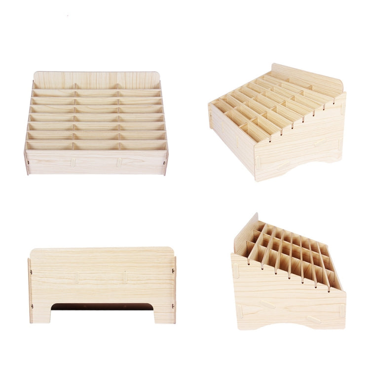 Scatola portaoggetti da tavolo per organizer per telefono cellulare in aula per conferenze in legno da 2 pezzi, White Oak 24 Grid