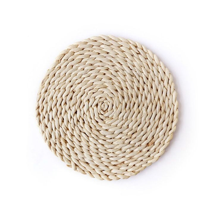 2 pezzi Tappetino da tè isolato antiscivolo in mais naturale ispessito da tavolo Tappetino per casseruola resistente al calore, Oval placemat 30x45.5cm, Round Coaster 10cm, Round Placemat 22cm, Round Placemat 35cm