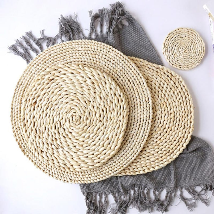 2 pezzi Tappetino da tè isolato antiscivolo in mais naturale ispessito da tavolo Tappetino per casseruola resistente al calore, Oval placemat 30x45.5cm, Round Coaster 10cm, Round Placemat 22cm, Round Placemat 35cm