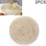 2 pezzi Tappetino da tè isolato antiscivolo in mais naturale ispessito da tavolo Tappetino per casseruola resistente al calore, Oval placemat 30x45.5cm, Round Coaster 10cm, Round Placemat 22cm, Round Placemat 35cm
