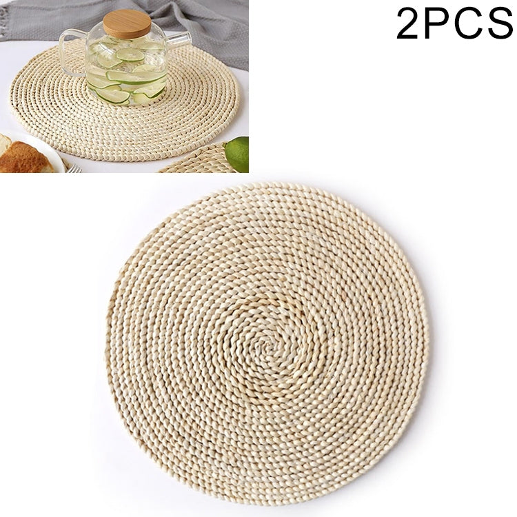 2 pezzi Tappetino da tè isolato antiscivolo in mais naturale ispessito da tavolo Tappetino per casseruola resistente al calore, Oval placemat 30x45.5cm, Round Coaster 10cm, Round Placemat 22cm, Round Placemat 35cm