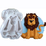 Stampi per biscotti per torta fondente in silicone a forma di animale 3D da 2 pezzi, 3D Animal Shape(Lion), 3D Animal Shape(Giraffe), 3D Animal Shape(Rabbit), 3D Animal Shape(Monkey)