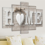 5 pezzi di stampa su tela Love HOME immagini da parete senza cornice per la decorazione della casa, soggiorno, camera da letto, 20x30cm x2,20x40cm x2,20x50cm x1, 20x35cm x2,20x45cm x2,20x55cm x1, 25x40cm x2,25x50cm x2,25x60cm x1                        ...