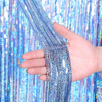 Set 2 tende fondale glitter dorate con frange 1x1m-1x4m