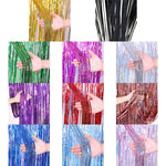 Set 2 tende fondale glitter dorate con frange 1x1m-1x4m