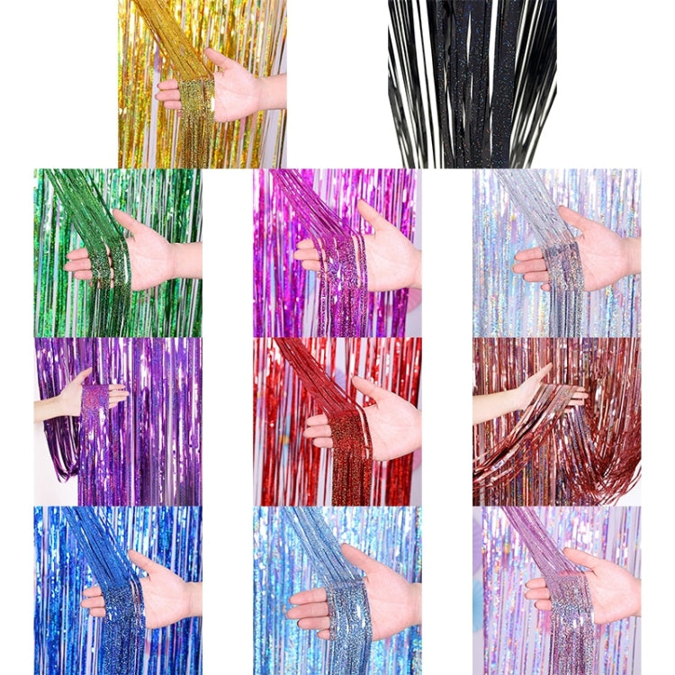 Set 2 tende fondale glitter dorate con frange 1x1m-1x4m