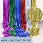 Set 2 tende fondale glitter dorate con frange 1x1m-1x4m