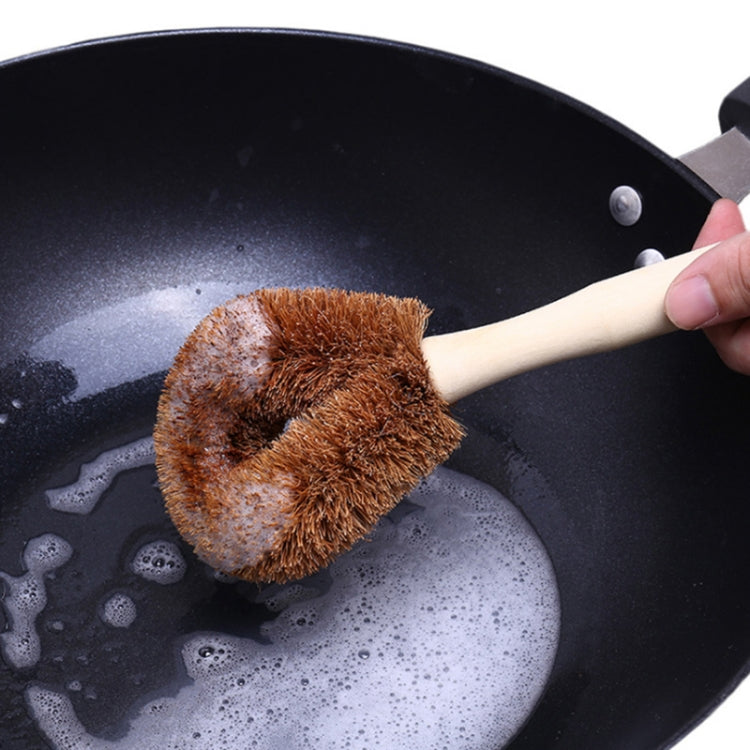 Spazzola pulizia cucina in palma di cocco naturale con manico in