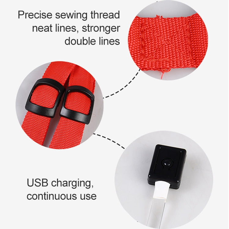 Guinzaglio per pettorina per cani e gatti in nylon con luce a LED a doppia faccia, XS, S, M, L, XL