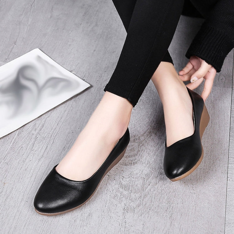 Zeppe comode scarpe da donna con bocca bassa e testa tonda, 36, 37, 38, 39, 40