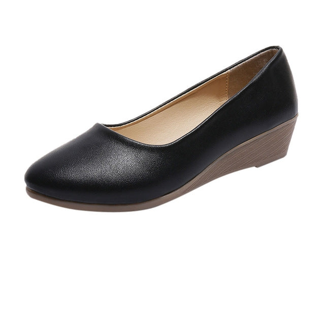 Zeppe comode scarpe da donna con bocca bassa e testa tonda, 36, 37, 38, 39, 40