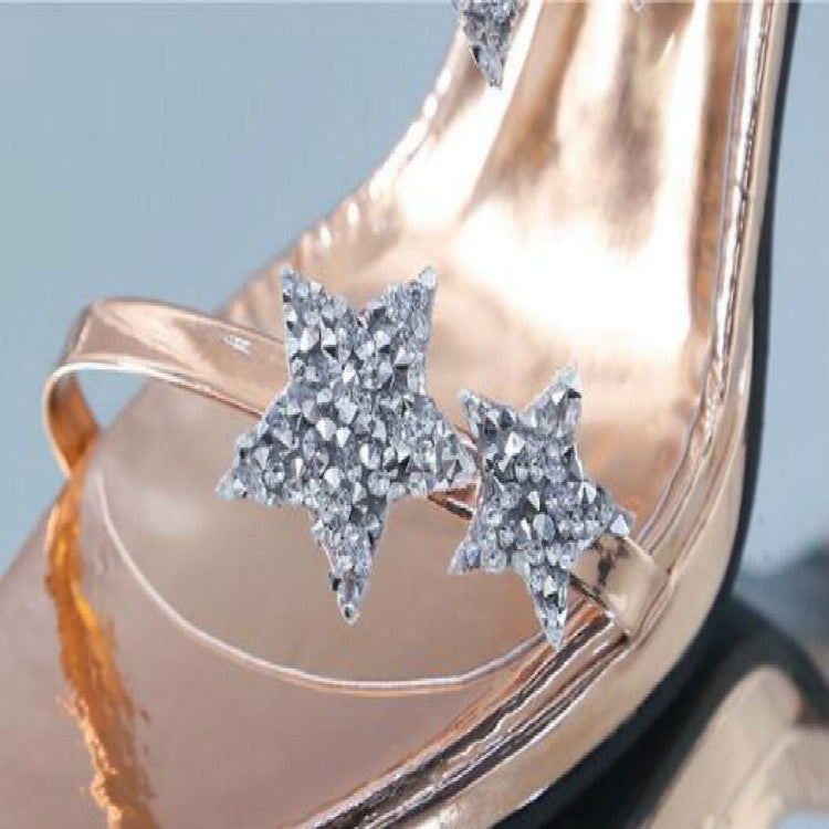 Scarpe da sposa sexy con sandali con tacco alto e stella a cinque punte aperte, 34, 35, 36, 37, 38, 39, 40