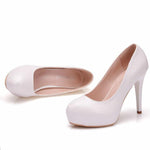 Scarpe da sera slip-on da donna con tacco alto in pelle PU tinta unita, 34, 35, 36, 37, 38, 39, 40, 41