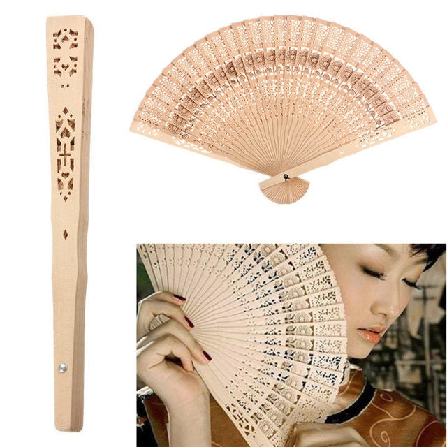 Ventaglio pieghevole in legno profumato stile antico da 2 pezzi, 8 inch