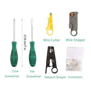 Set di strumenti manuali per tester per morsetti per cavi di rete a tre scopi Kit di riparazione della rete domestica, 12 in 1