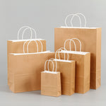 10 sacchetti eleganti in carta Kraft con manici per matrimoni/feste di compleanno/gioielli/vestiti, 16x22x8cm, 22x27x11cm, 12x15x6cm, 26x33x12cm