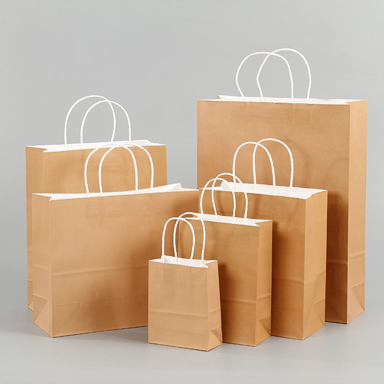 10 sacchetti eleganti in carta Kraft con manici per matrimoni/feste di compleanno/gioielli/vestiti, 16x22x8cm, 22x27x11cm, 12x15x6cm, 26x33x12cm