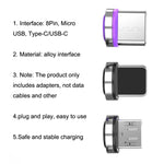 Adattatore magnetico ricarica rapida Micro USB Type-C 8Pin