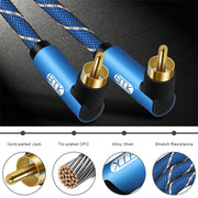 Cavo audio intrecciato in nylon doppio maschio-maschio da 90 gradi EMK, 0.5m, 1m, 1.5m, 2m, 3m, 5m