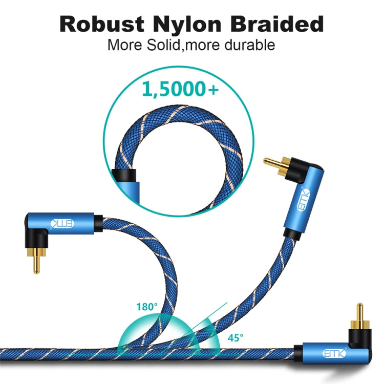 Cavo audio intrecciato in nylon doppio maschio-maschio da 90 gradi EMK, 0.5m, 1m, 1.5m, 2m, 3m, 5m