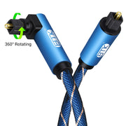 Cavo audio ottico EMK girevole da 90 gradi regolabile ad angolo retto ruotabile di 360 gradi con spina in nylon intrecciato, 1m(Blue), 1.5m(Blue), 2m(Blue), 3m(Blue), 5m(Blue), 8m(Blue), 10m(Blue), 15m(Blue), 20m(Blue), 25m(Blue), 30m(Blue)