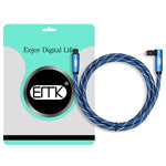Cavo audio ottico EMK girevole da 90 gradi regolabile ad angolo retto ruotabile di 360 gradi con spina in nylon intrecciato, 1m(Blue), 1.5m(Blue), 2m(Blue), 3m(Blue), 5m(Blue), 8m(Blue), 10m(Blue), 15m(Blue), 20m(Blue), 25m(Blue), 30m(Blue)
