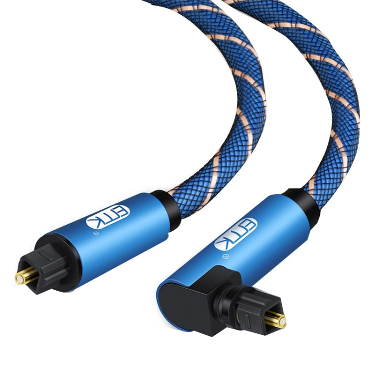 Cavo audio ottico EMK girevole da 90 gradi regolabile ad angolo retto ruotabile di 360 gradi con spina in nylon intrecciato, 1m(Blue), 1.5m(Blue), 2m(Blue), 3m(Blue), 5m(Blue), 8m(Blue), 10m(Blue), 15m(Blue), 20m(Blue), 25m(Blue), 30m(Blue)