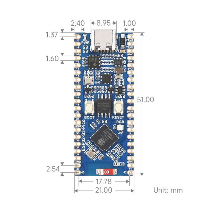 Microcontroller Waveshare ESP32-S3, scheda di sviluppo Wi-Fi da 2,4 GHz Processore dual-core, 23803