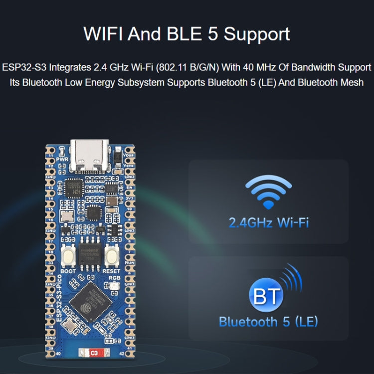 Microcontroller Waveshare ESP32-S3, scheda di sviluppo Wi-Fi da 2,4 GHz Processore dual-core, 23803