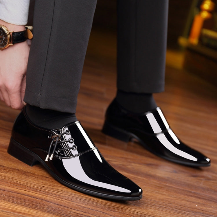Scarpe da lavoro a punta da uomo in pelle casual lucida, 38, 39, 40, 41, 42, 43, 44, 45, 46, 47, 48