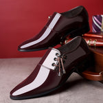 Scarpe da lavoro a punta da uomo in pelle casual lucida, 38, 39, 40, 41, 42, 43, 44, 45, 46, 47, 48