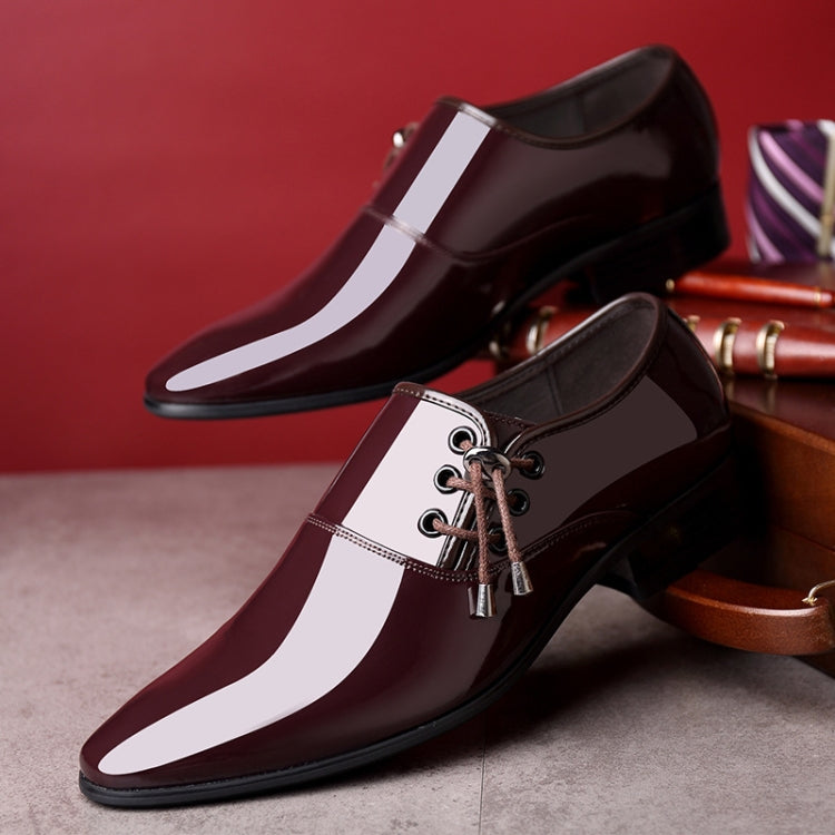Scarpe da lavoro a punta da uomo in pelle casual lucida, 38, 39, 40, 41, 42, 43, 44, 45, 46, 47, 48
