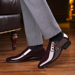 Scarpe da lavoro a punta da uomo in pelle casual lucida, 38, 39, 40, 41, 42, 43, 44, 45, 46, 47, 48