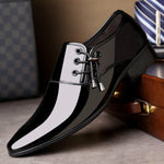 Scarpe da lavoro a punta da uomo in pelle casual lucida, 38, 39, 40, 41, 42, 43, 44, 45, 46, 47, 48