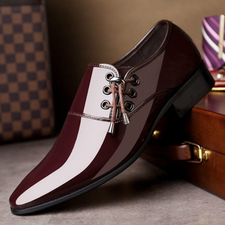 Scarpe da lavoro a punta da uomo in pelle casual lucida, 38, 39, 40, 41, 42, 43, 44, 45, 46, 47, 48