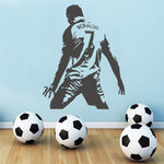 Adesivo da parete decorazione camera da letto dormitorio studentesco silhouette azione giocatore di calcio, Small 45x58m, Medium 58x74cm