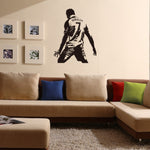 Adesivo da parete decorazione camera da letto dormitorio studentesco silhouette azione giocatore di calcio, Small 45x58m, Medium 58x74cm