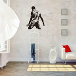 Adesivo da parete decorazione camera da letto dormitorio studentesco silhouette azione giocatore di calcio, Small 45x58m, Medium 58x74cm