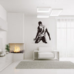 Adesivo da parete decorazione camera da letto dormitorio studentesco silhouette azione giocatore di calcio, Small 45x58m, Medium 58x74cm