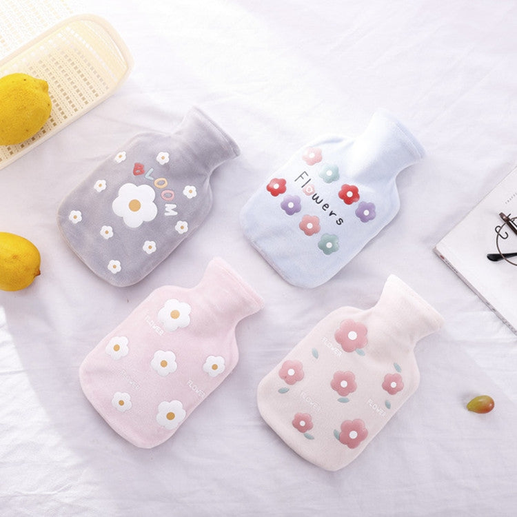 Scaldamani per acqua calda con borsa per acqua calda in peluche con fiori di cartone animato