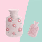 Scaldamani per acqua calda con borsa per acqua calda in peluche con fiori di cartone animato