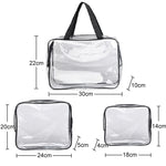 Borse da viaggio portatili in PVC con cerniera Borsa per trucco trasparente impermeabile, S, M, L, 3Pcs Set