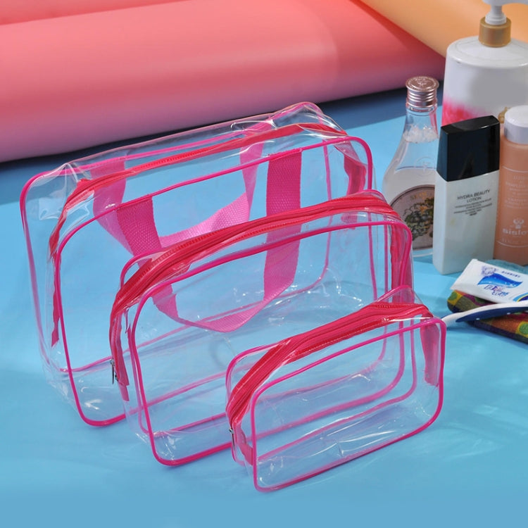 Borse da viaggio portatili in PVC con cerniera Borsa per trucco trasparente impermeabile, S, M, L, 3Pcs Set