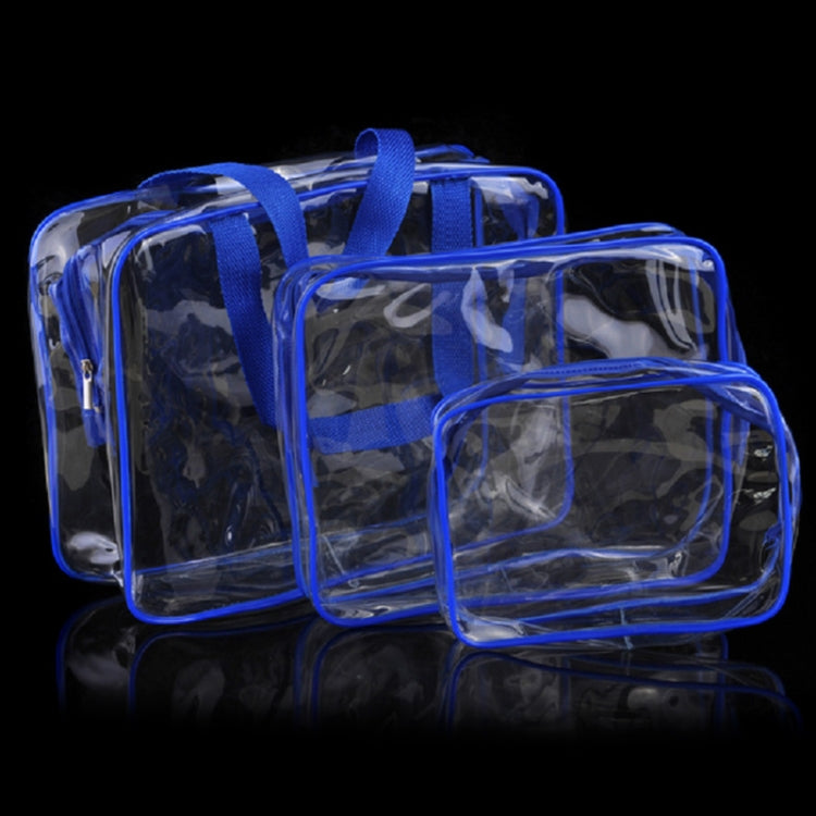 Borse da viaggio portatili in PVC con cerniera Borsa per trucco trasparente impermeabile, S, M, L, 3Pcs Set