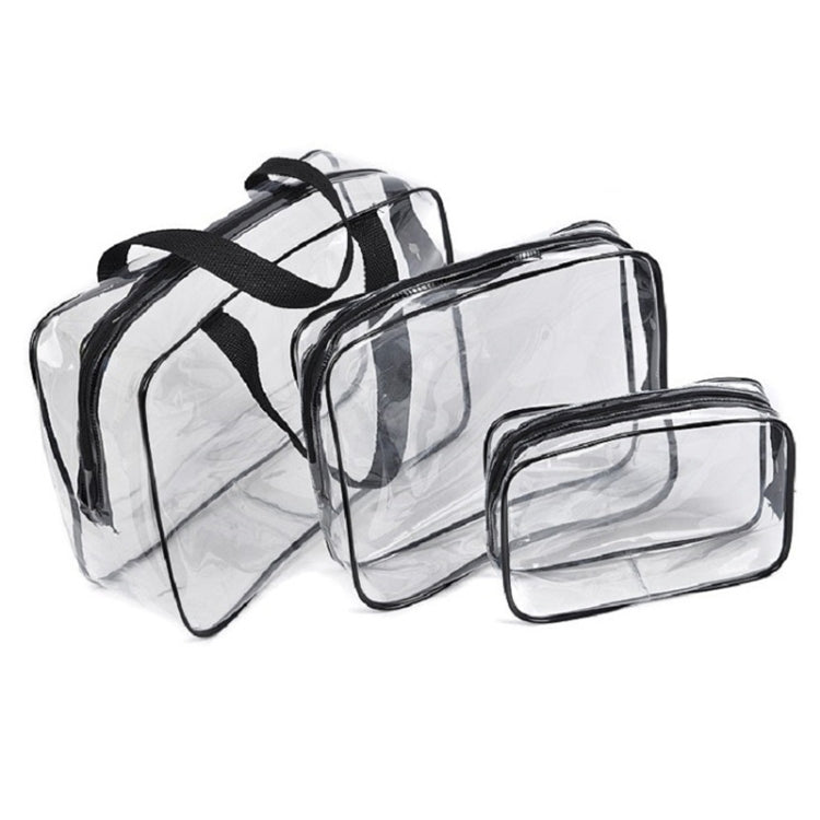 Borse da viaggio portatili in PVC con cerniera Borsa per trucco trasparente impermeabile, S, M, L, 3Pcs Set