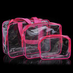 Borse da viaggio portatili in PVC con cerniera Borsa per trucco trasparente impermeabile, S, M, L, 3Pcs Set