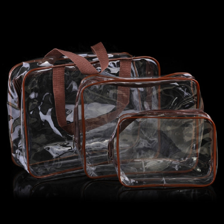 Borse da viaggio portatili in PVC con cerniera Borsa per trucco trasparente impermeabile, S, M, L, 3Pcs Set