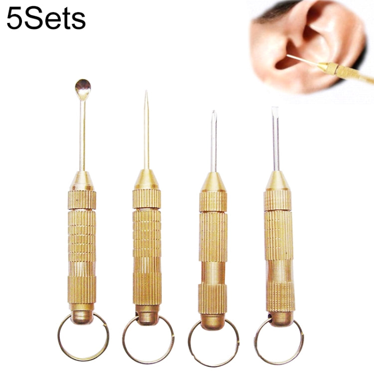 Set 5 strumenti auricolari 4 in 1 in metallo rame