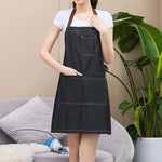 Grembiule in denim senza maniche, tuta da cucina in denim blu con cavezza, 71x65cm
