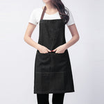 Grembiule in denim senza maniche, tuta da cucina in denim blu con cavezza, 71x65cm